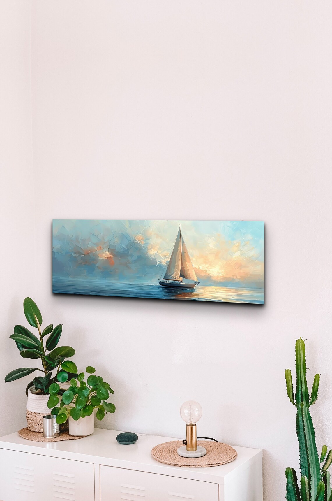 Sailboat At Sunset Impressionist Oil Painting Coastal Art Poster - Image 5