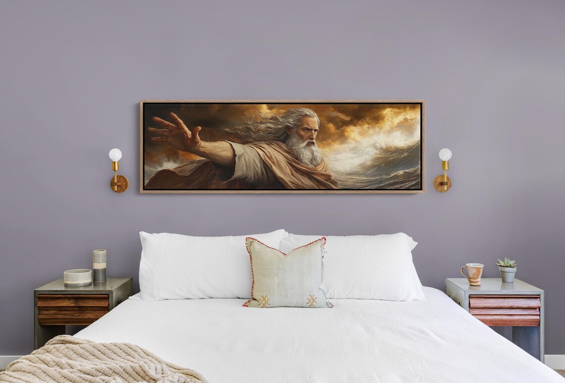 Moses Parting The Red Sea Epic Biblical Miracle Stormy Ocean Art Poster - Image 3