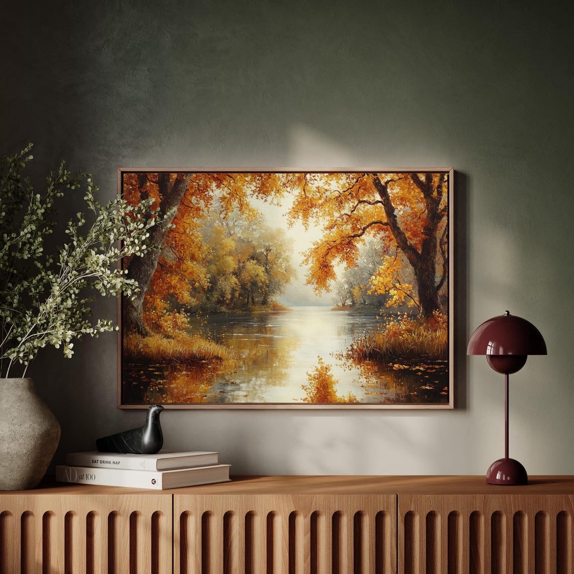 Golden Autumn Lake with Tranquil Reflective Waters Rustic Scene Poster - Image 5