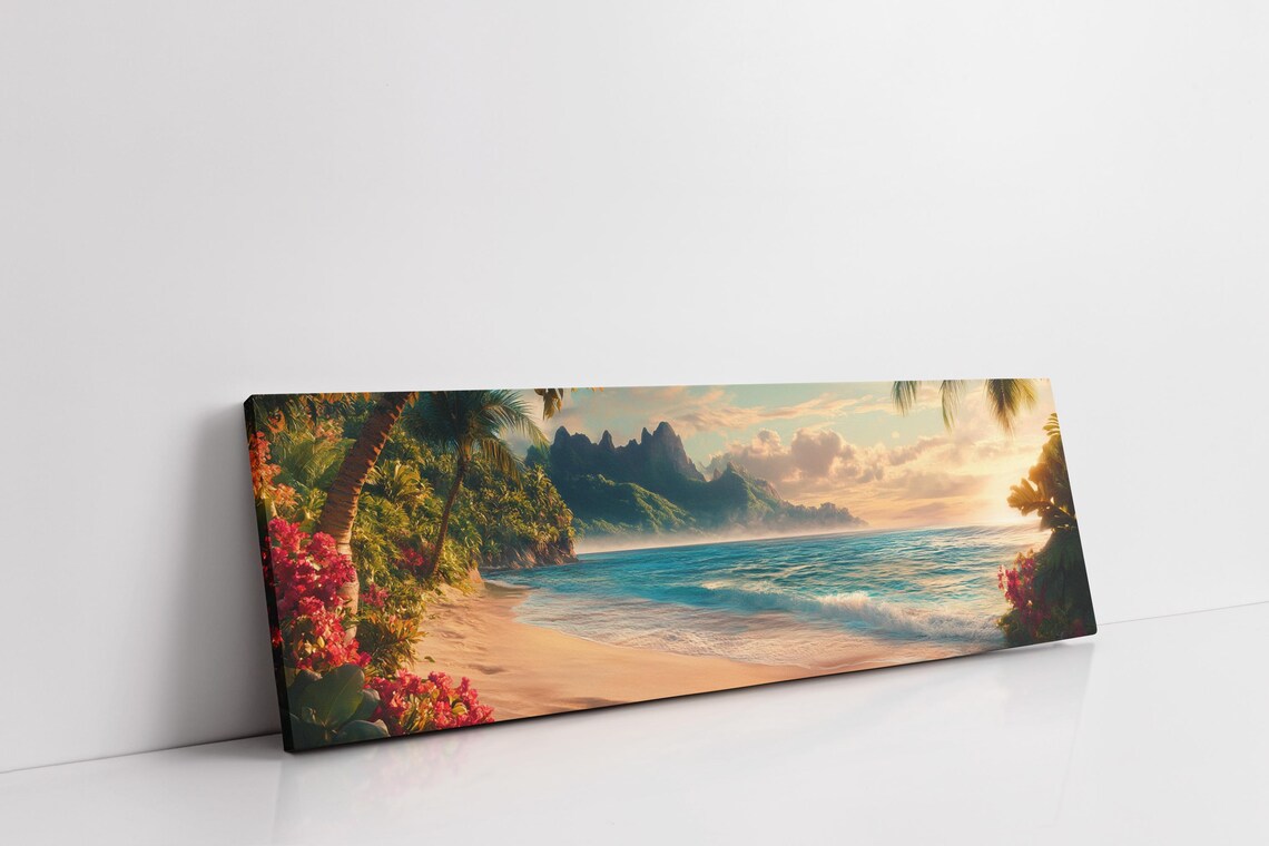 Tropical Beach Sunset Paradise Travel Poster - Image 3