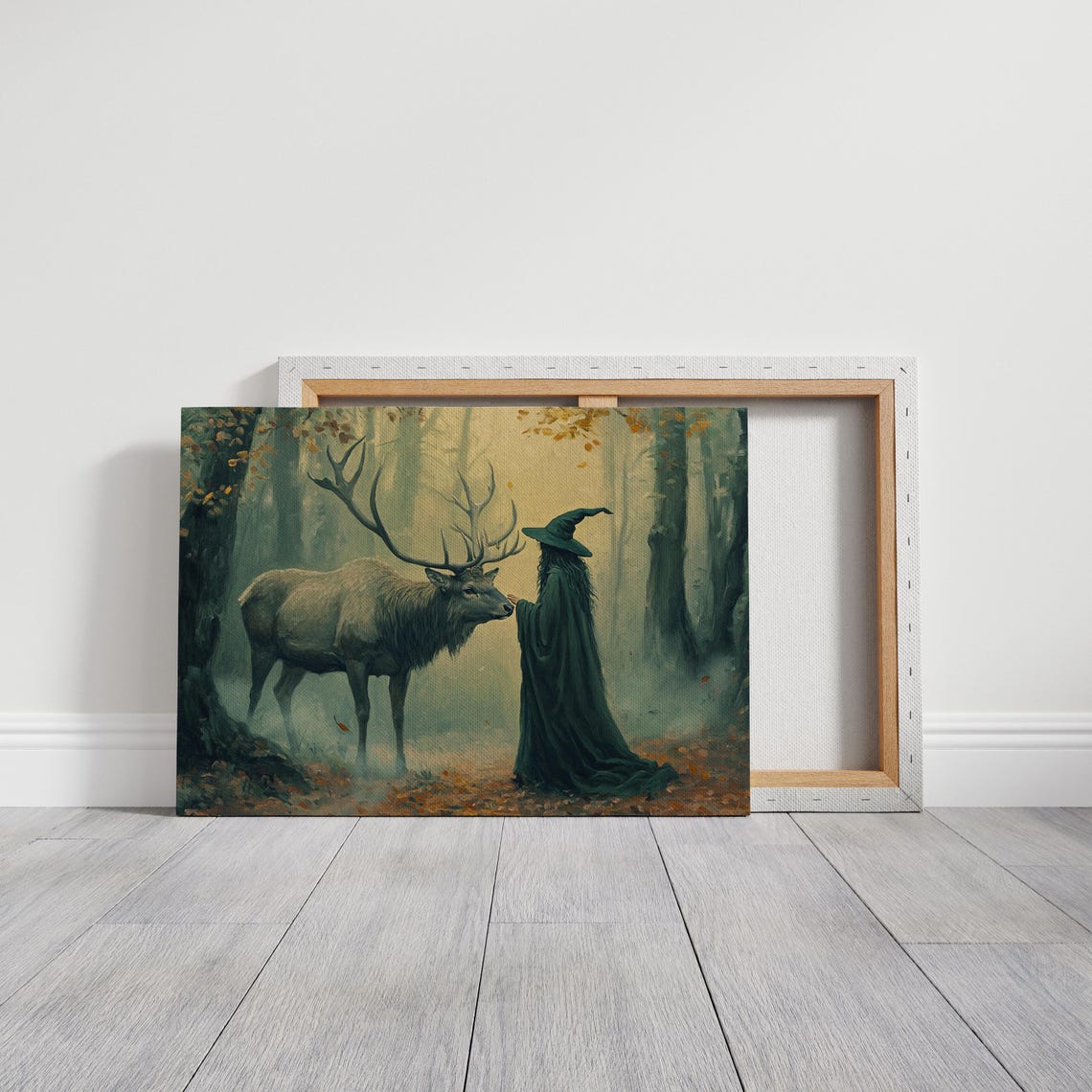 Witch Stag Misty Forest Magic Woodland Mystical Fantasy Art Poster - Image 7