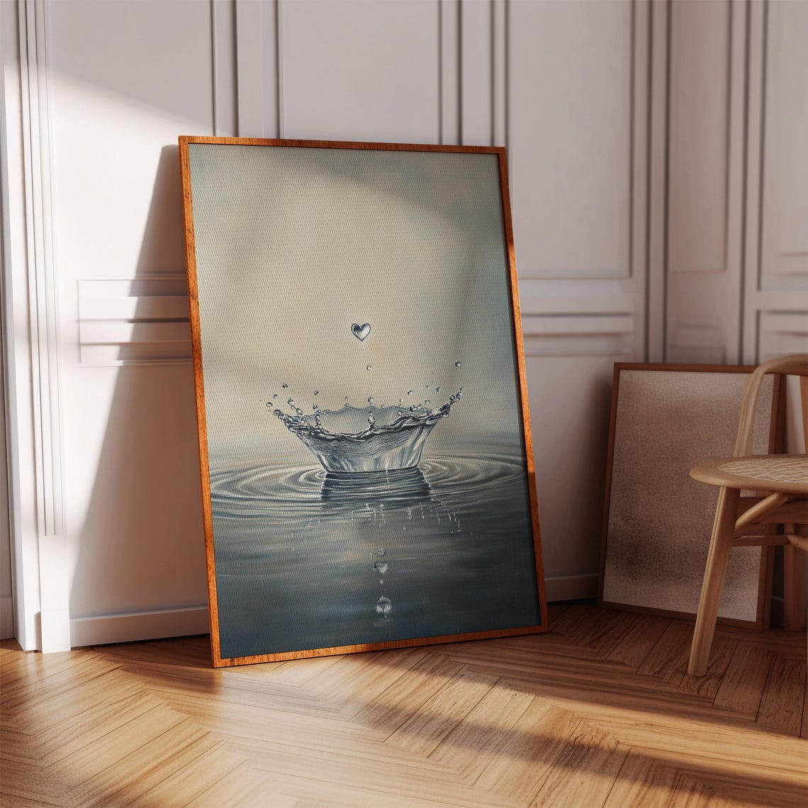 Heart Water Drop Splash Romantic Minimalist Water Gallery Art Poster
