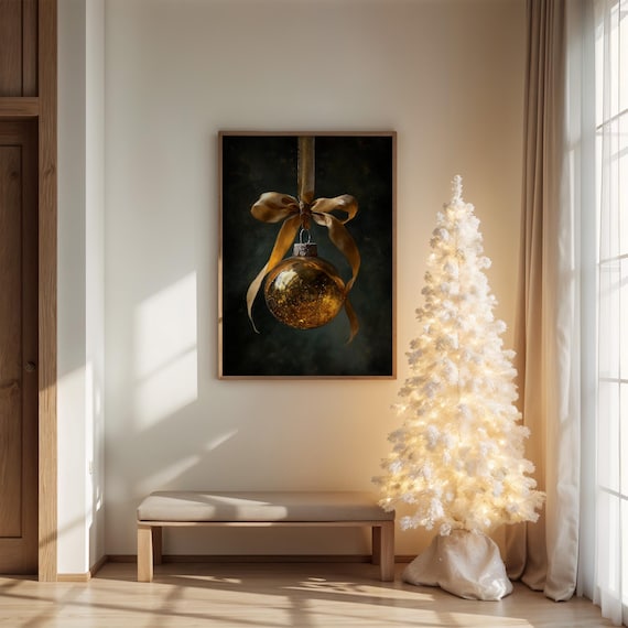 Golden Christmas Ornament Art Print