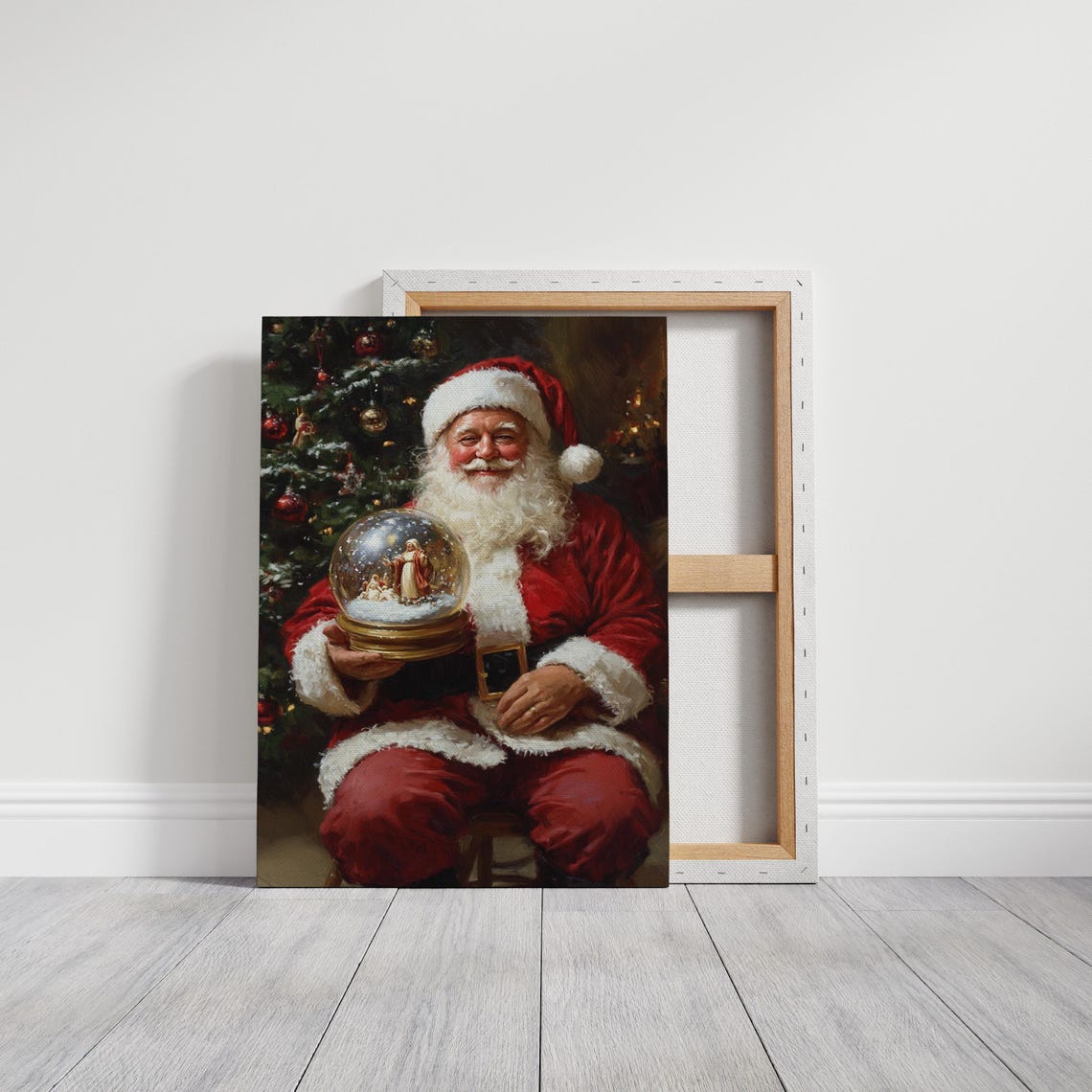 Vintage Santa Claus Holding Nativity Snow Globe Christmas Scene Poster - Image 6