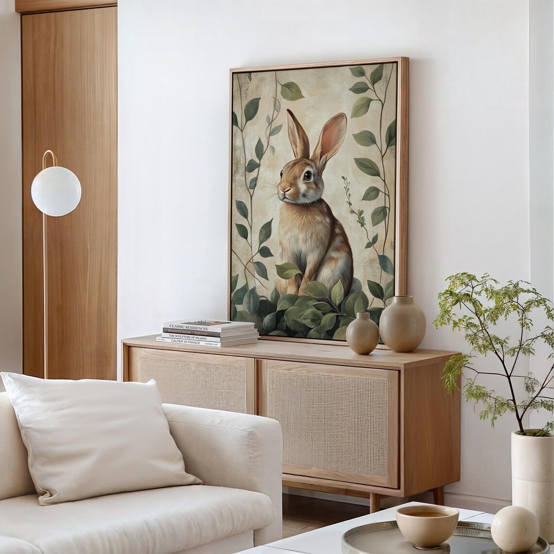 Realistic Rabbit Portrait, Rustic Nature Decor - Image 2