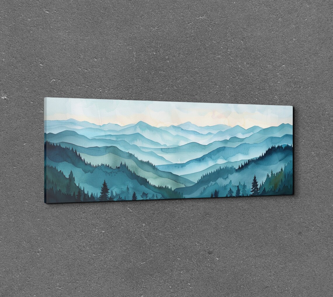 Panoramic Ouachita Mountain Mid Century Modern Mountain Wall Art - Image 3
