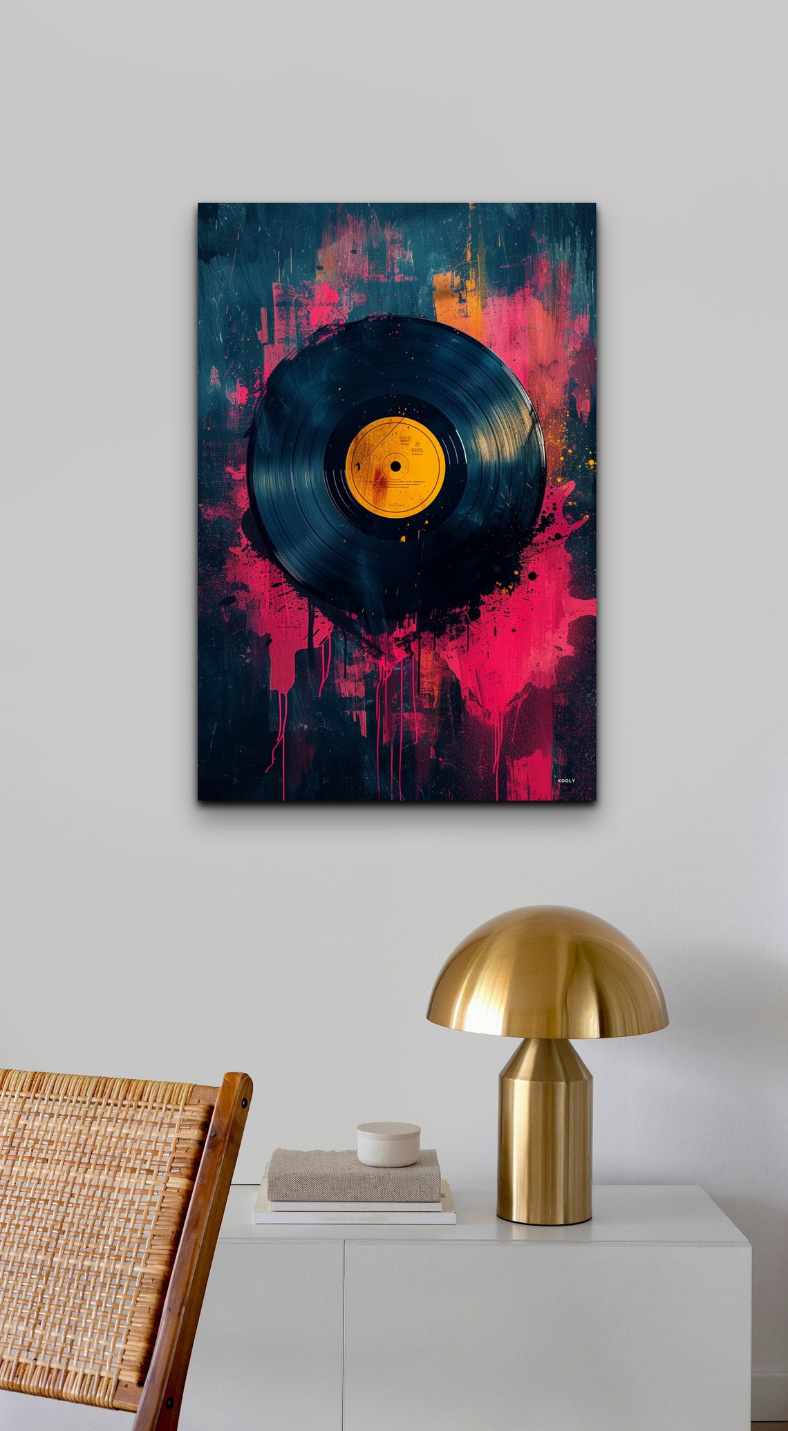 Vinyl Record Pop Art Dark Pink Blue Music Room Wall Decor Poster - Image 4