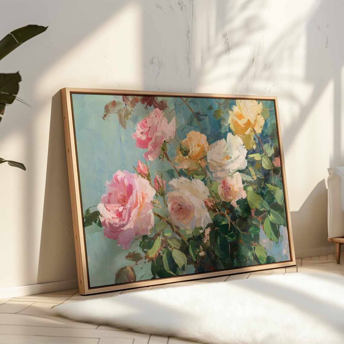 Romantic Rose Bouquet Vintage Style Flower Art Print