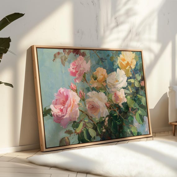 Romantic Rose Bouquet Vintage Style Flower Art Print