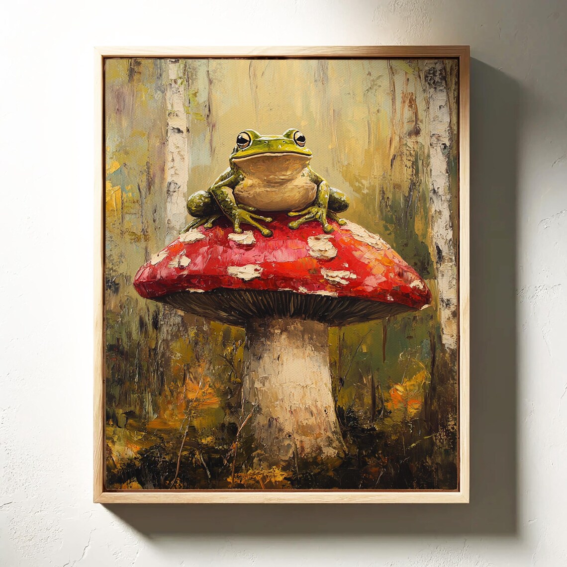 Whimsical Frog on Red Mushroom, Autumn Art Print - Image 6