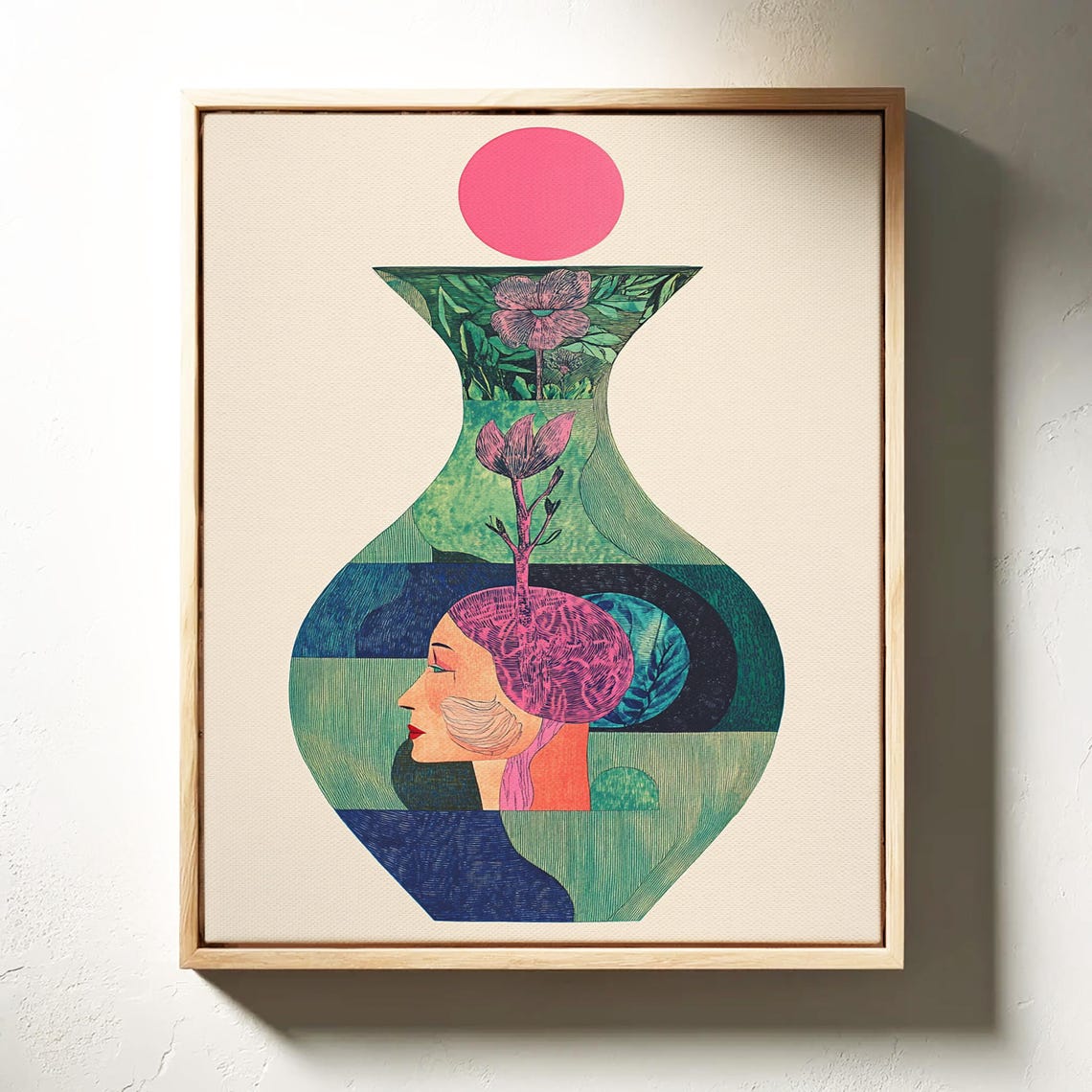 Floral Mind Abstract Vase Art Surreal Botanical Canvas Wall Decor