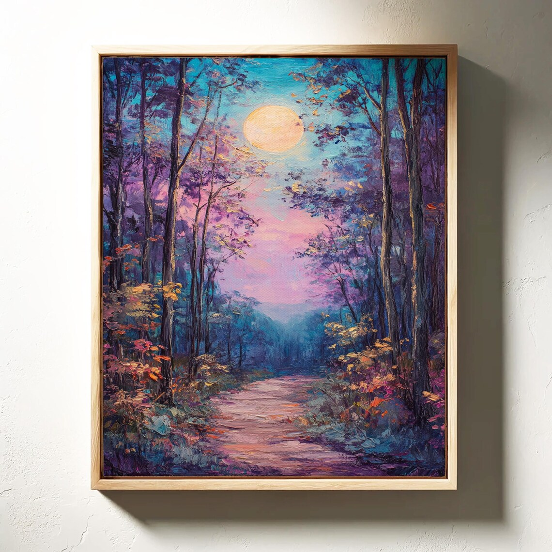 Moonlit Forest Path Wall Art Print, Woodland Scene - Image 6