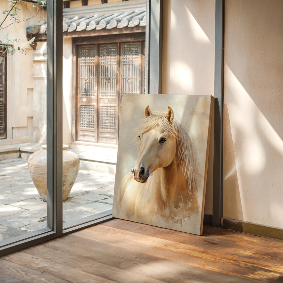 Palomino Horse Head Portrait Soft Vintage Equestrian Wall Poster - Image 3