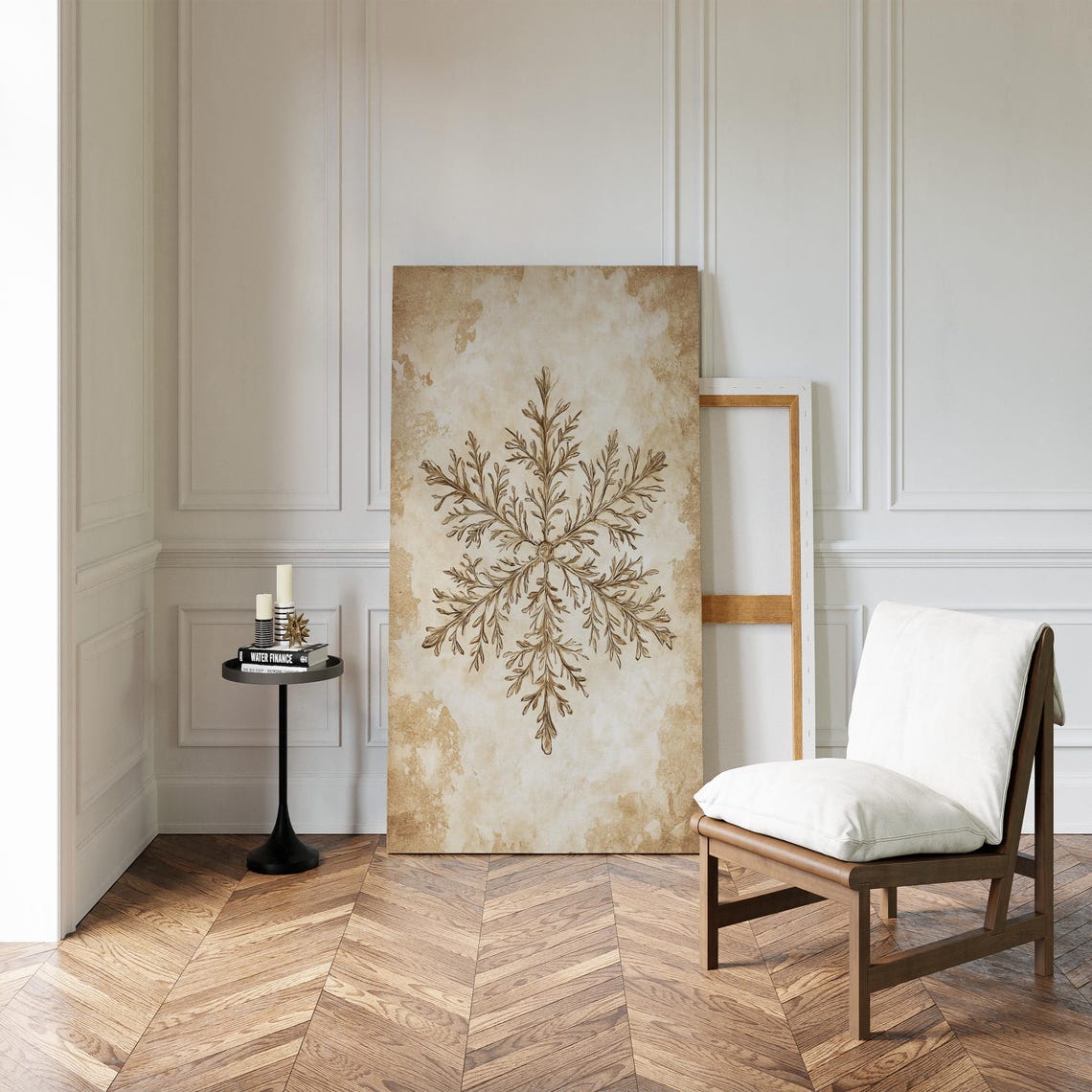 Antique Botanical Snowflake Illustration Sepia Winter Art Poster - Image 2