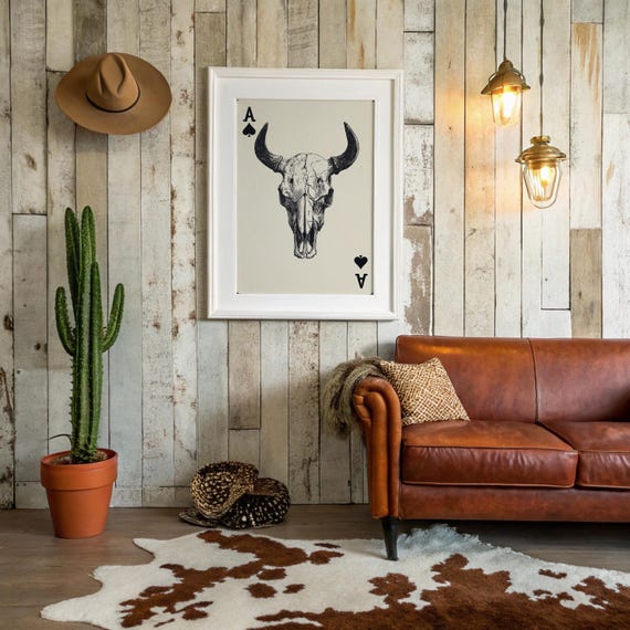 Ace Of Spades Buffalo Skull Card Art