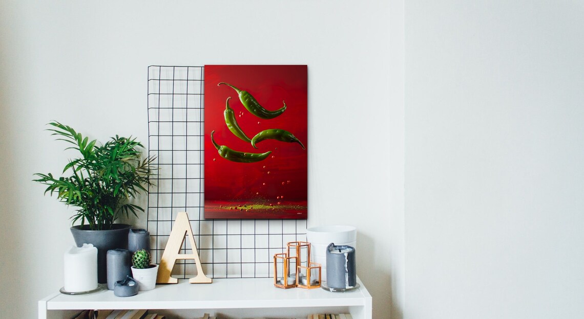 Red And Green Chili Peppers Kitchen Food Art - Image 4