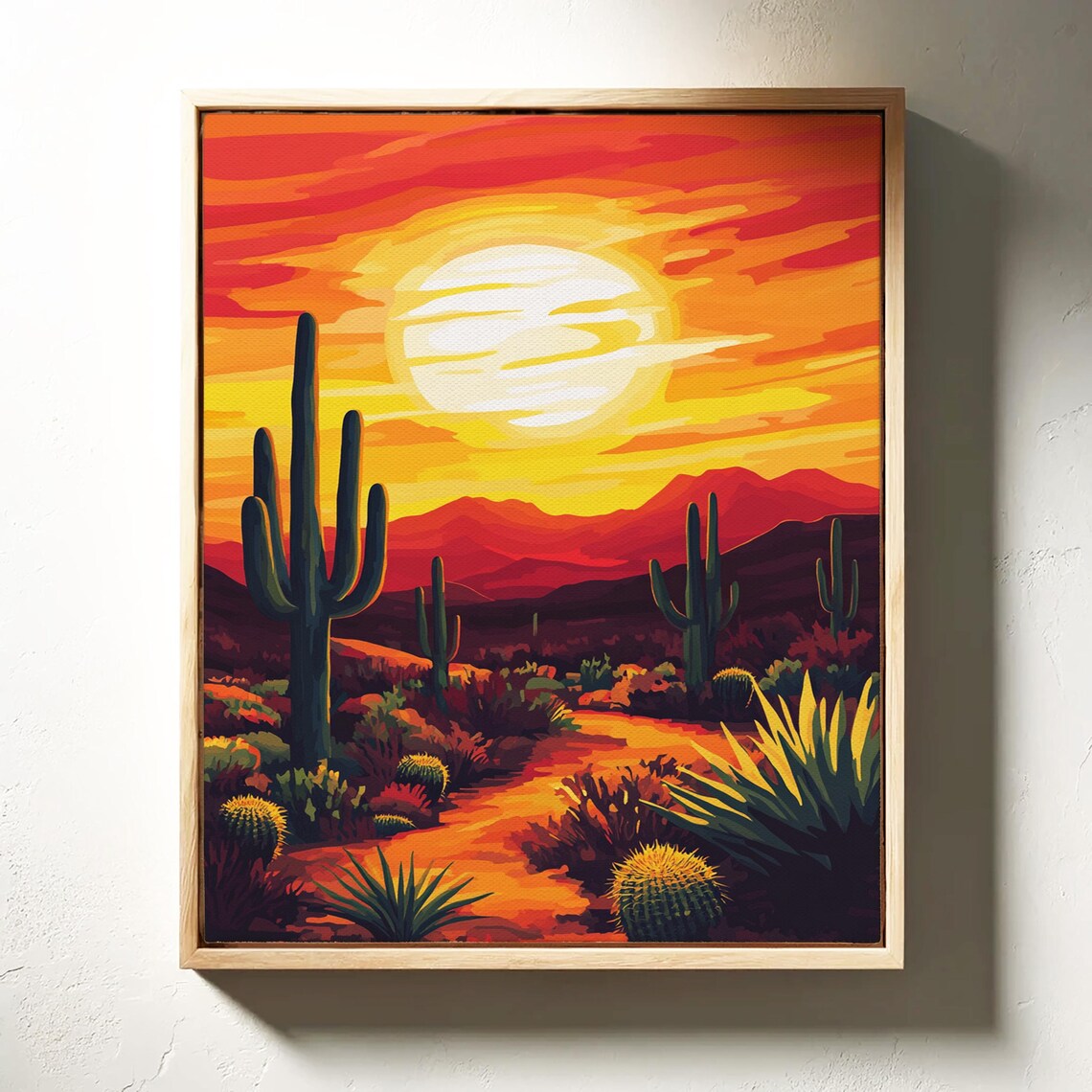 Desert Sunset Cactus Southwestern Landscape Art Print - Image 3