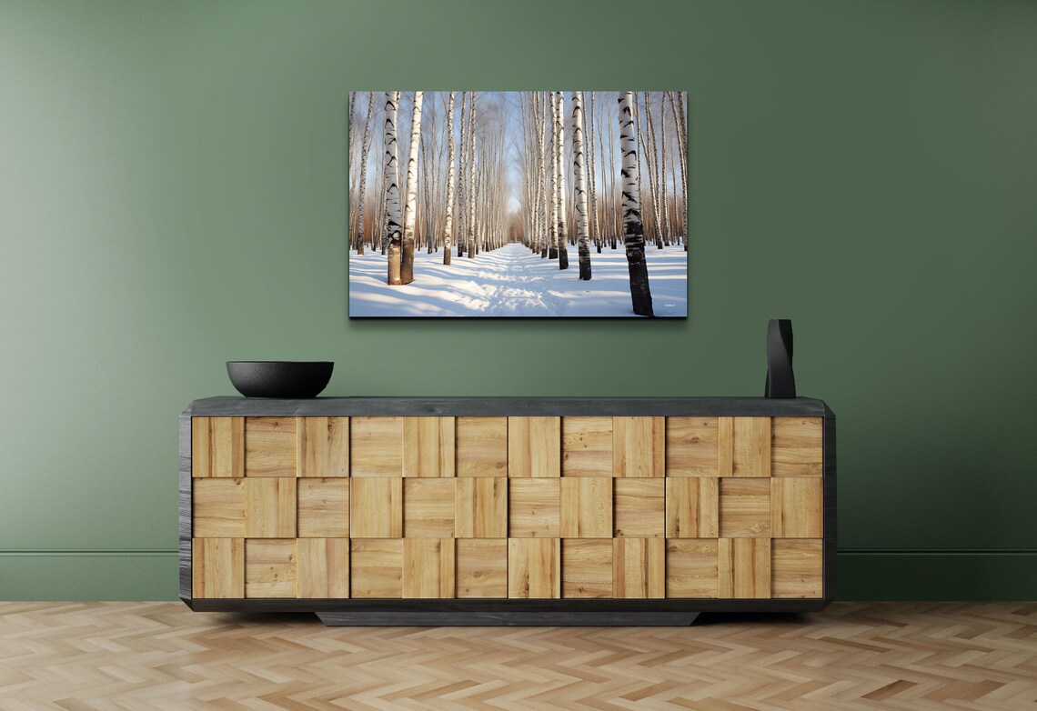 Snowy Winter Birch Trees Art Print, Nature Style - Image 6