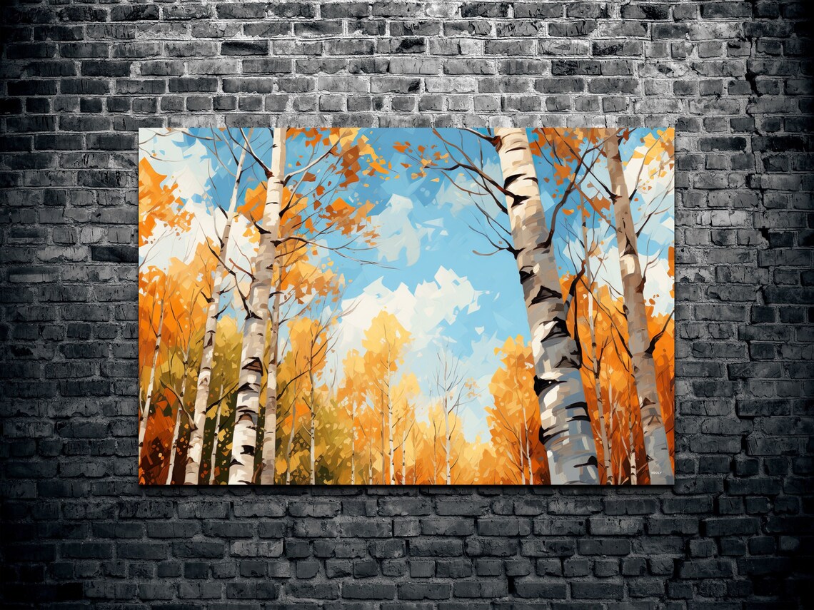 Watercolor Birch Trees Painting, Fall Decor Print - Image 2