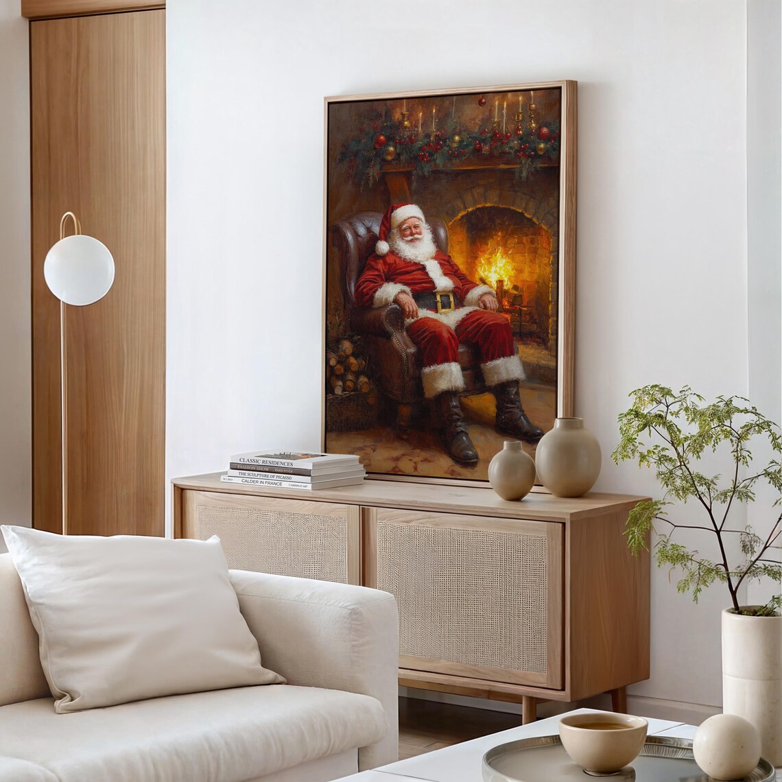 Santa By The Fireplace, Cozy Christmas Scene - Image 7