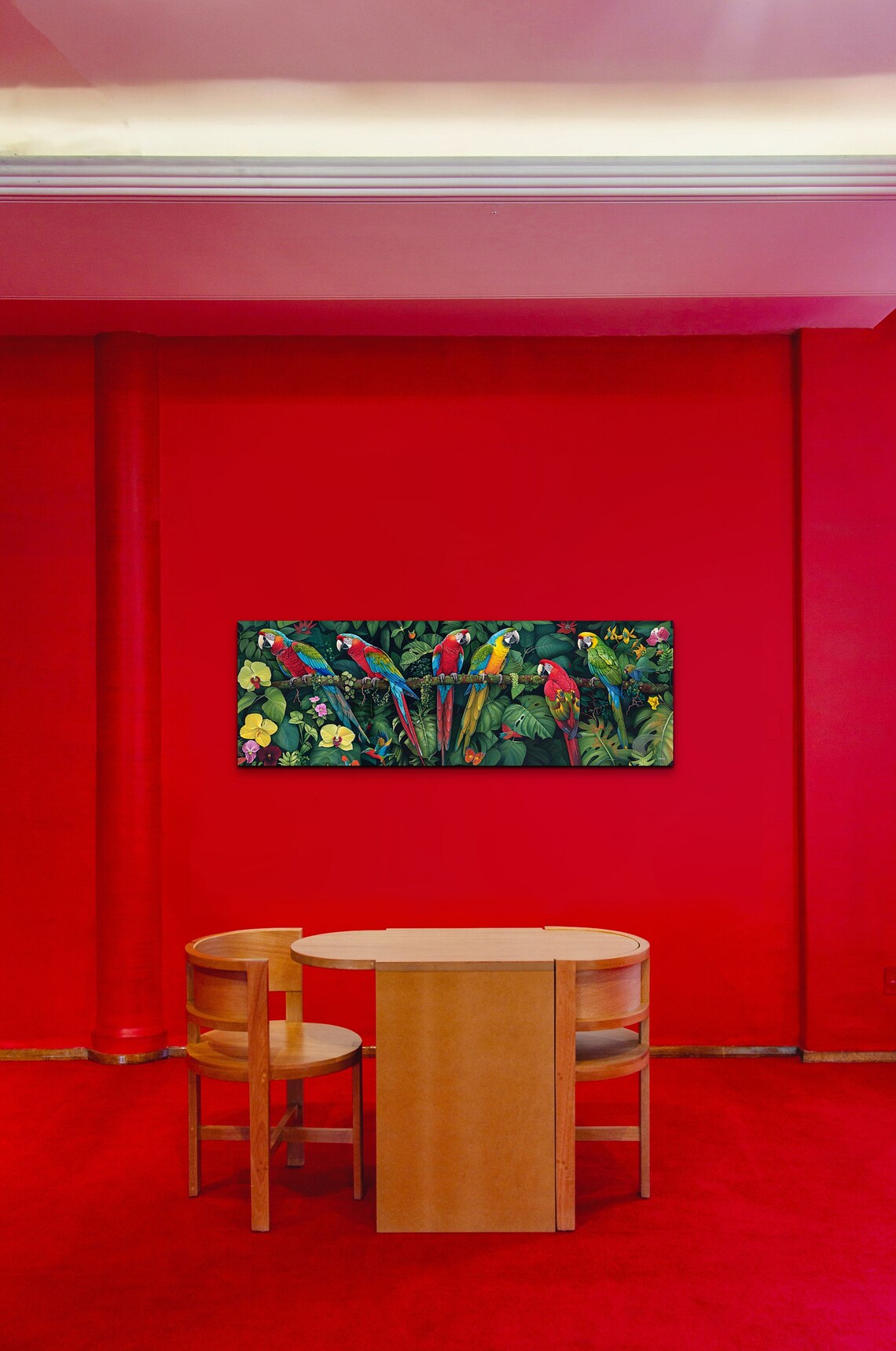 Panoramic Rainforest Scene With Parrots Art Print - Image 6