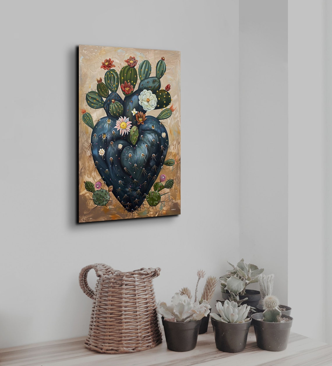 Black Cactus Heart With Desert Flowers Southwestern Art Poster - Image 5