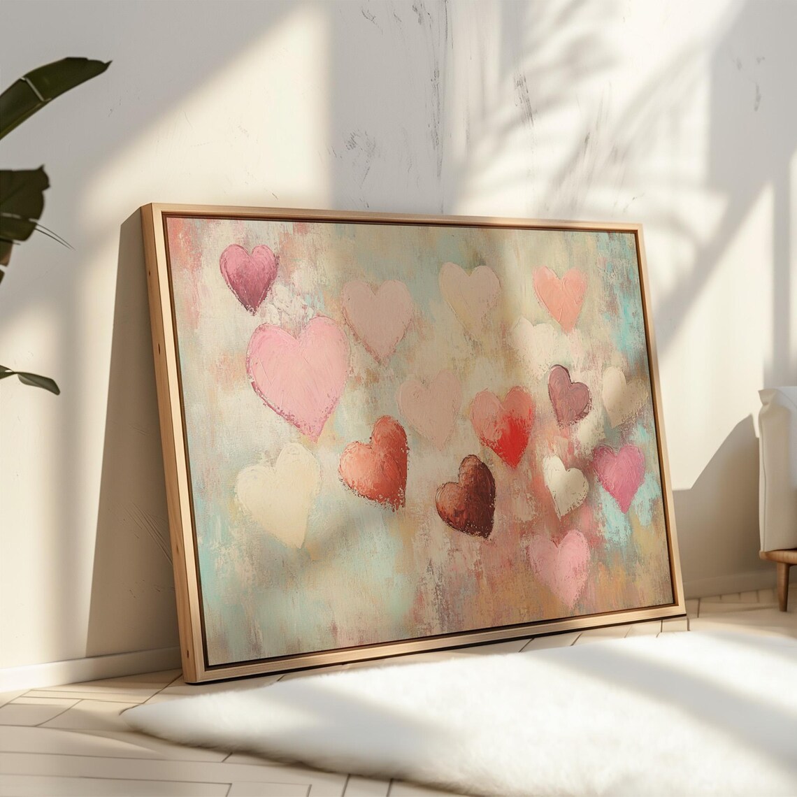 Romantic Pastel Heart Abstract Love Painting - Image 3
