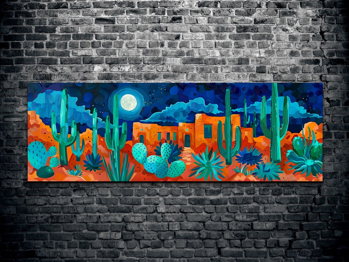 Southwest Desert Watercolor Panoramic Wall Art Print - Image 2