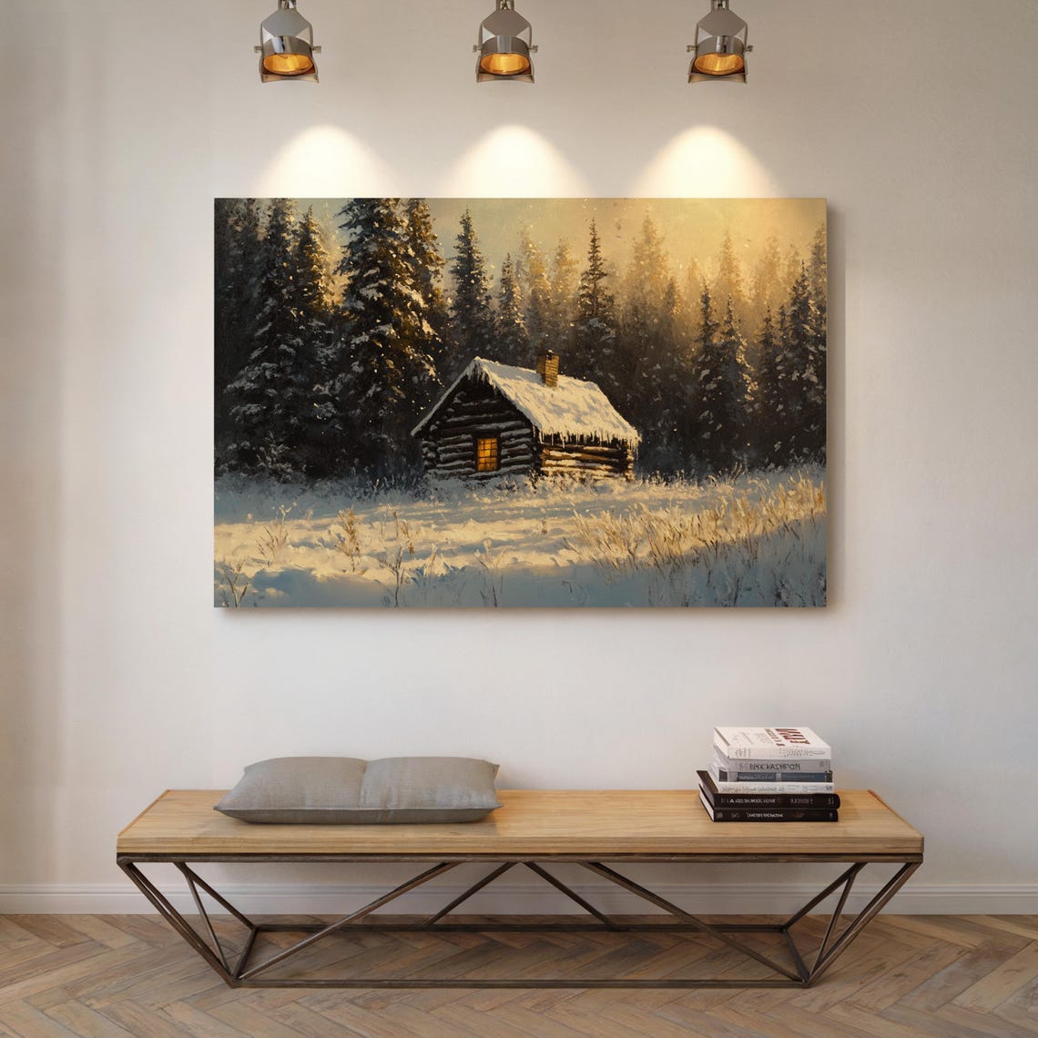Cozy Cabin In Snow Art Winter Forest Scene Print Rustic Lodge Wall Decor For Cabin Lovers - Image 5