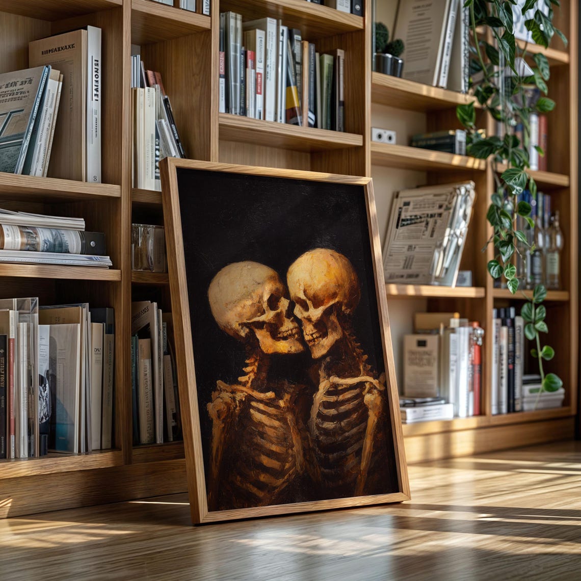 Embracing Skeletons Dark Romantic Gothic Skull Lovers Poster