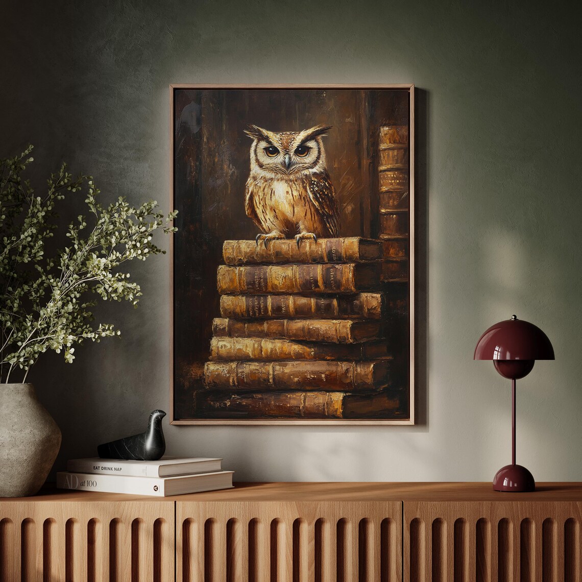 Vintage Owl Library Wise Owl Books Art Print