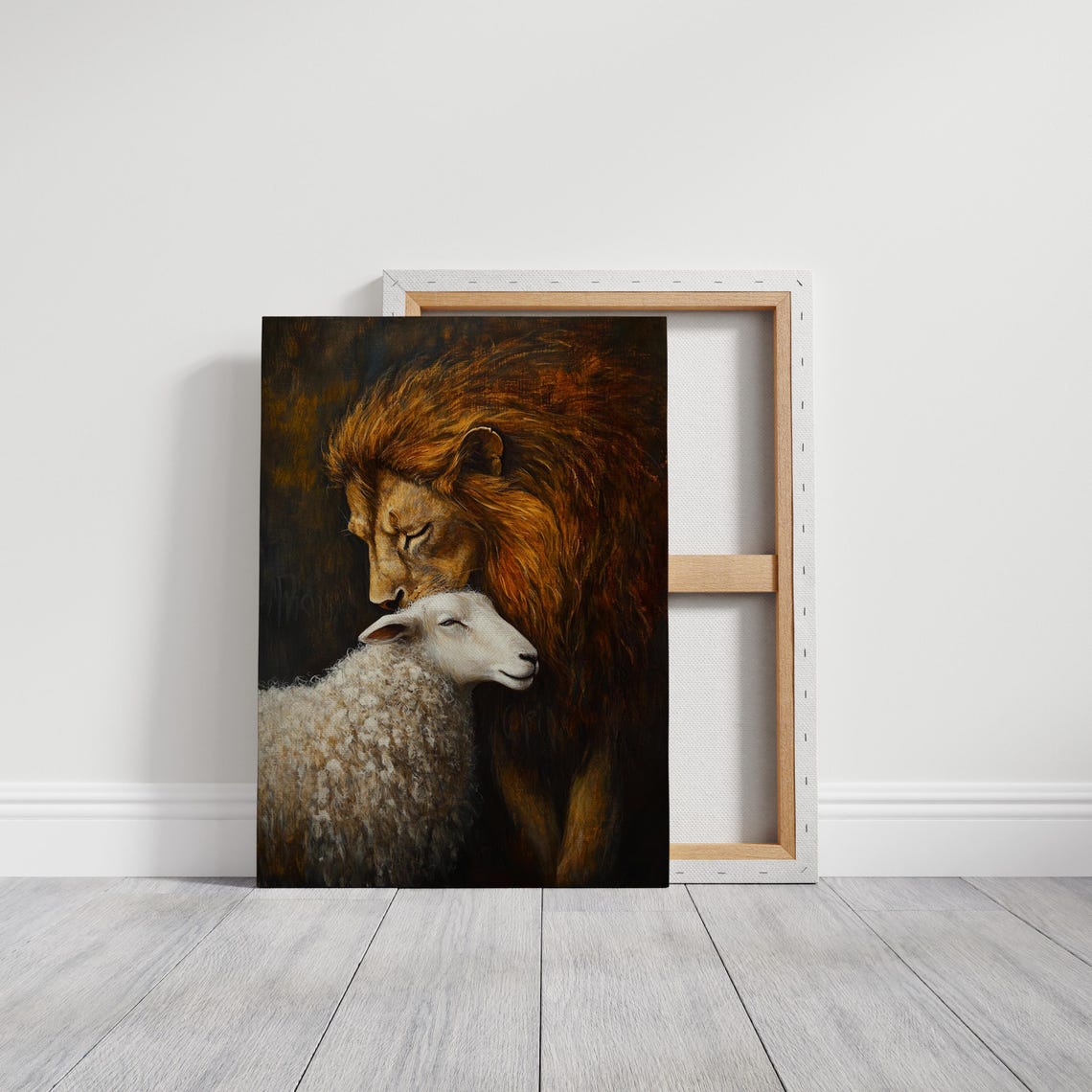 Lion And Lamb Serene Harmony Resting Together Christian Peace Poster - Image 3