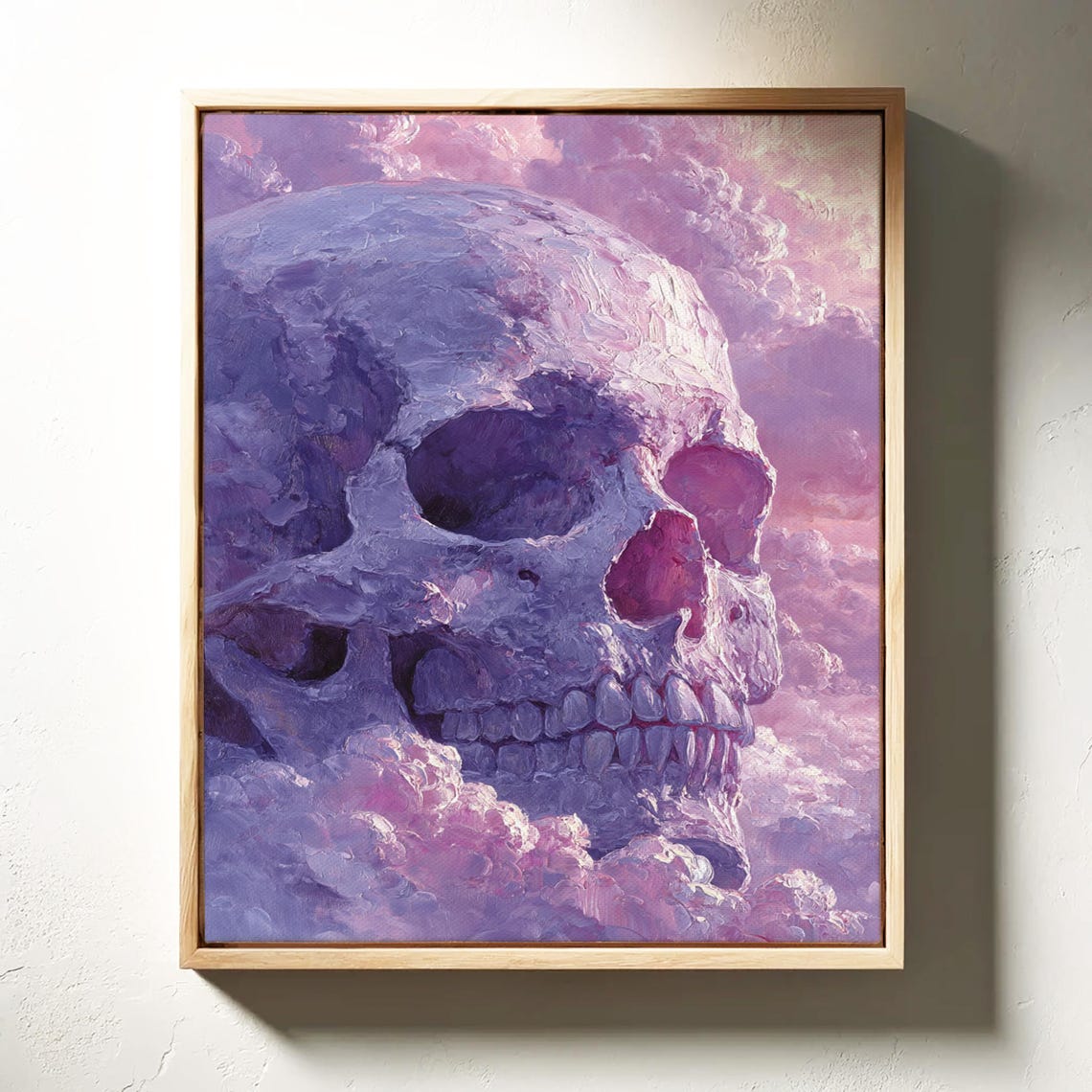 Ethereal Skull in Pink Clouds Surreal Dreamy Fantasy Artwork Poster