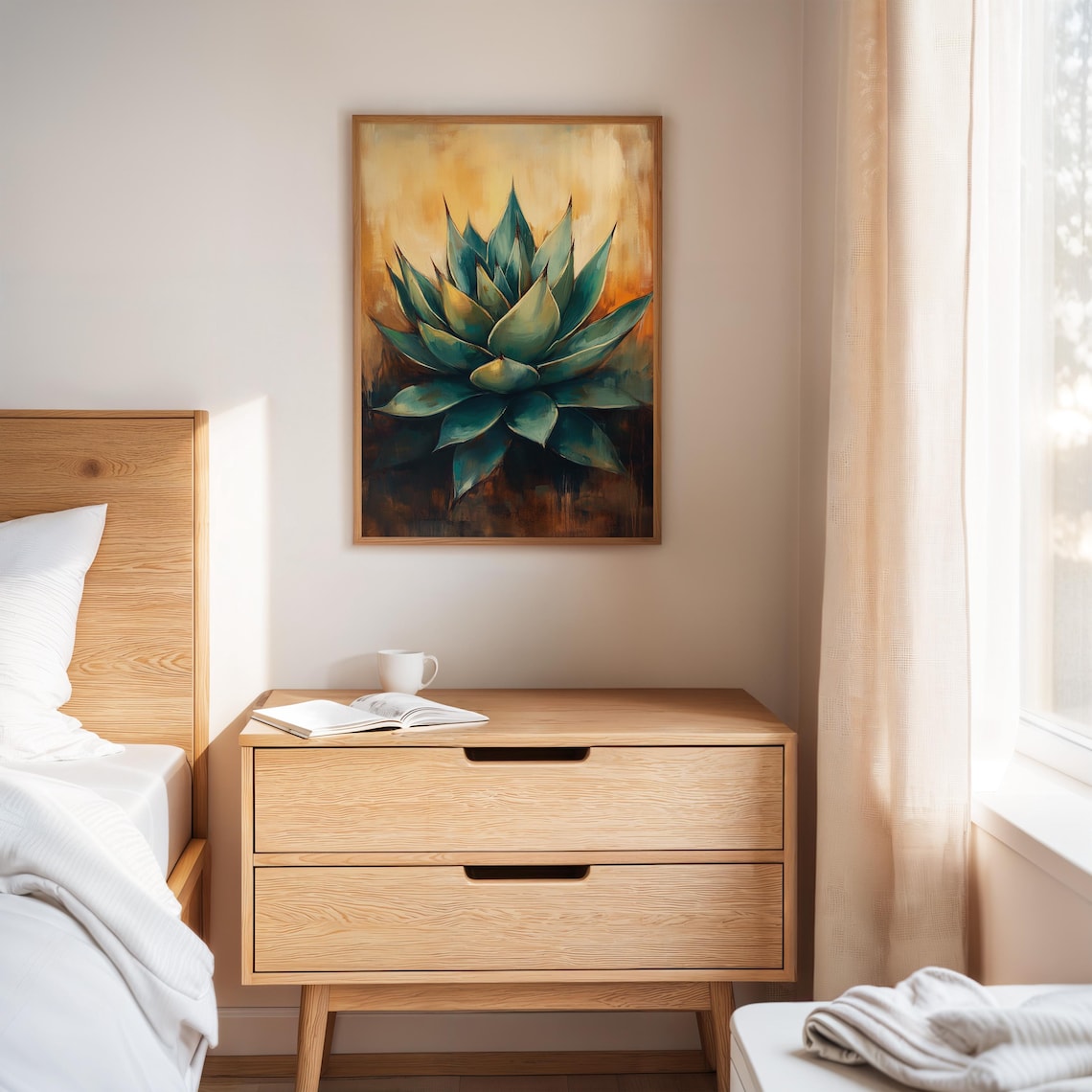 Agave Succulent Southwestern Art Print, Boho Botanical - Image 2