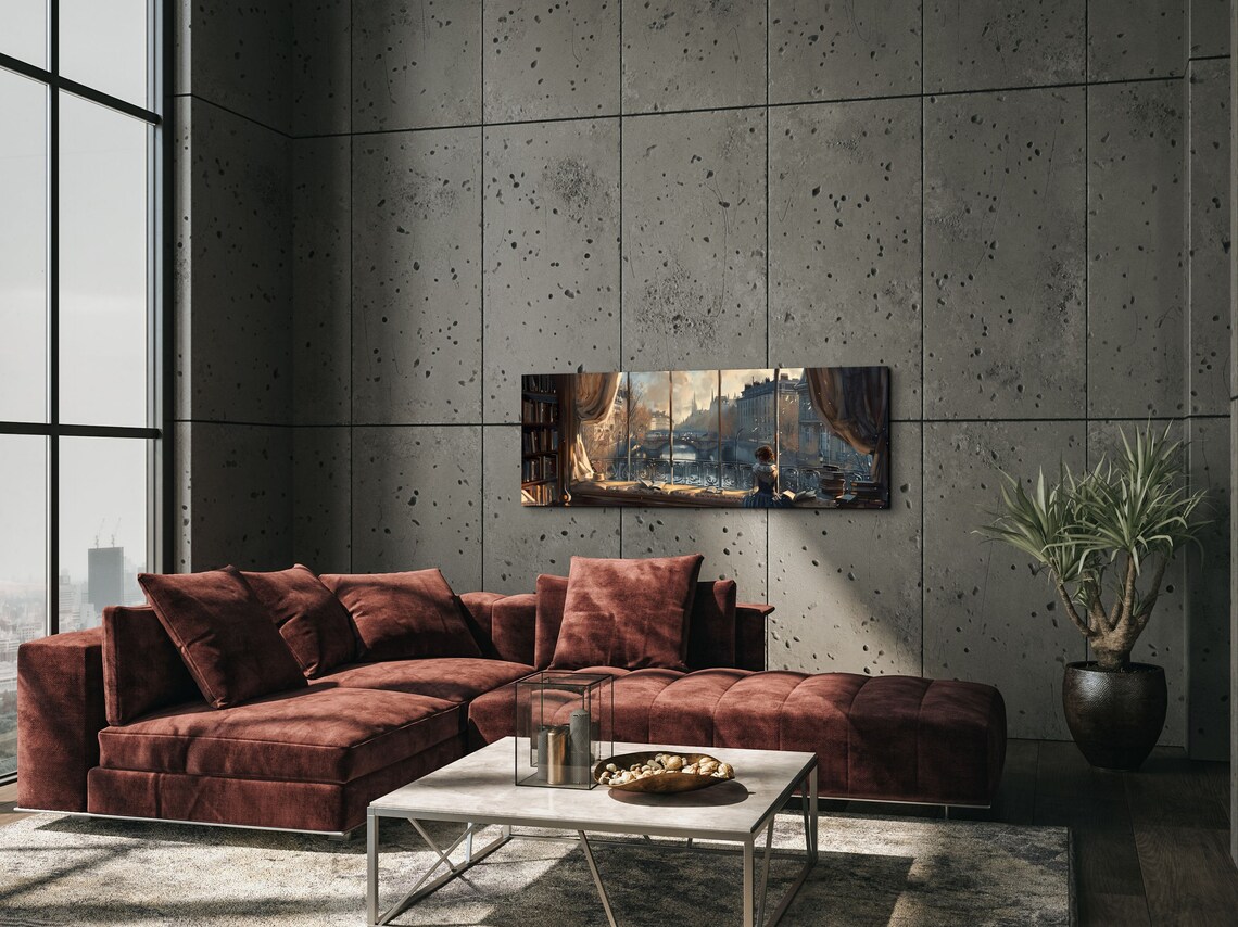 Paris Lady Reading By Window, Panoramic Art Print - Image 7