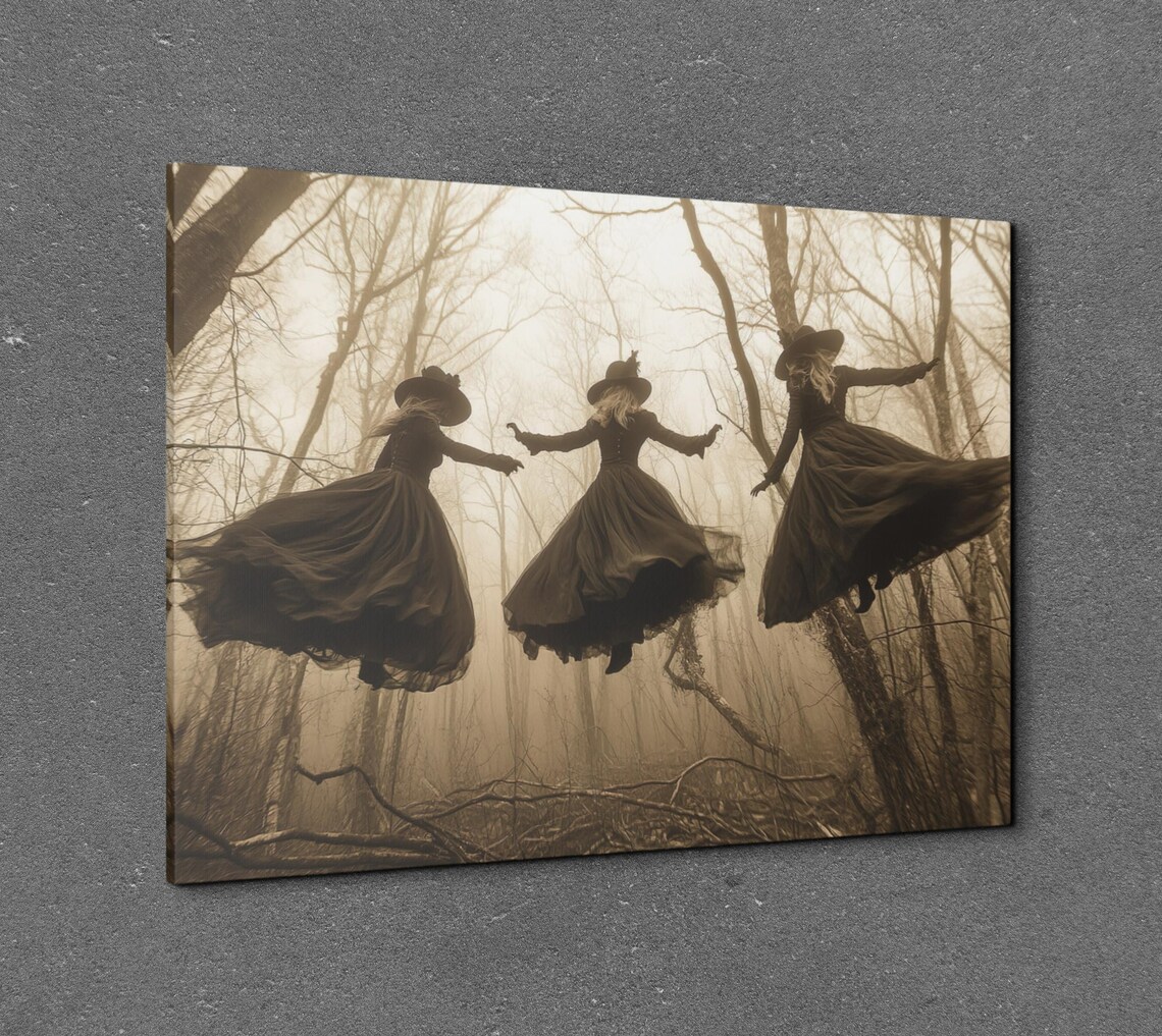 Three Witch Coven in the Woods, Halloween Art - Image 7