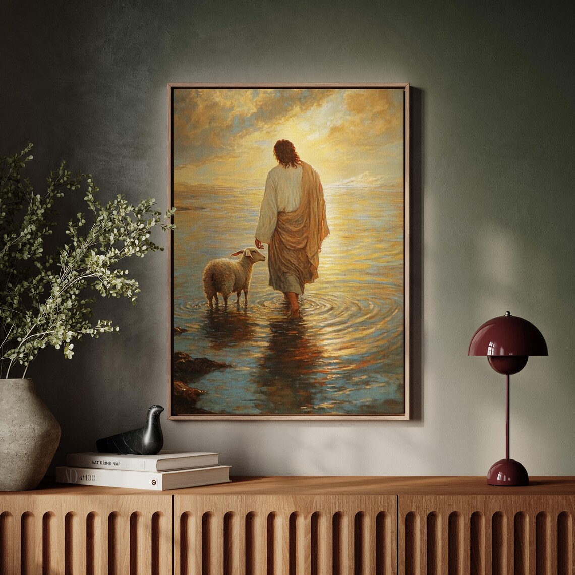 Jesus Walking With Lamb, Christian Faith Decor - Image 6