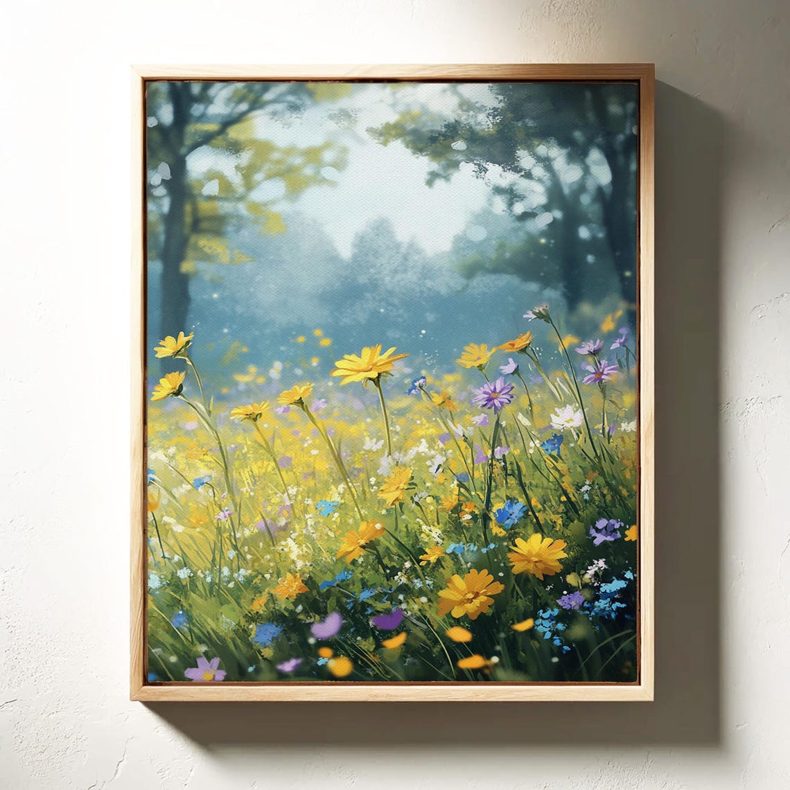 Sunny Wildflower Meadow Yellow Blooms At Forest Edge Spring Poster - Image 3