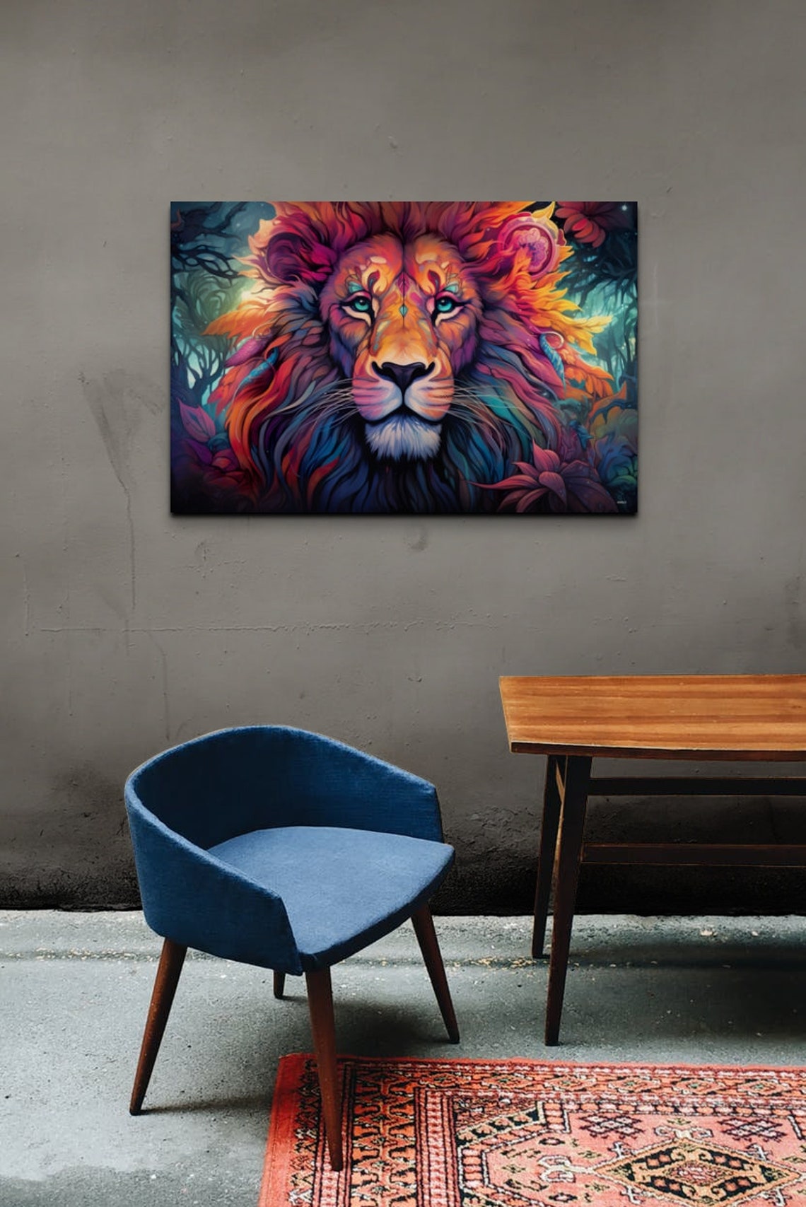 Dayglow Neon Lion Portrait In Psychedelic Jungle Colors Art Poster - Image 6