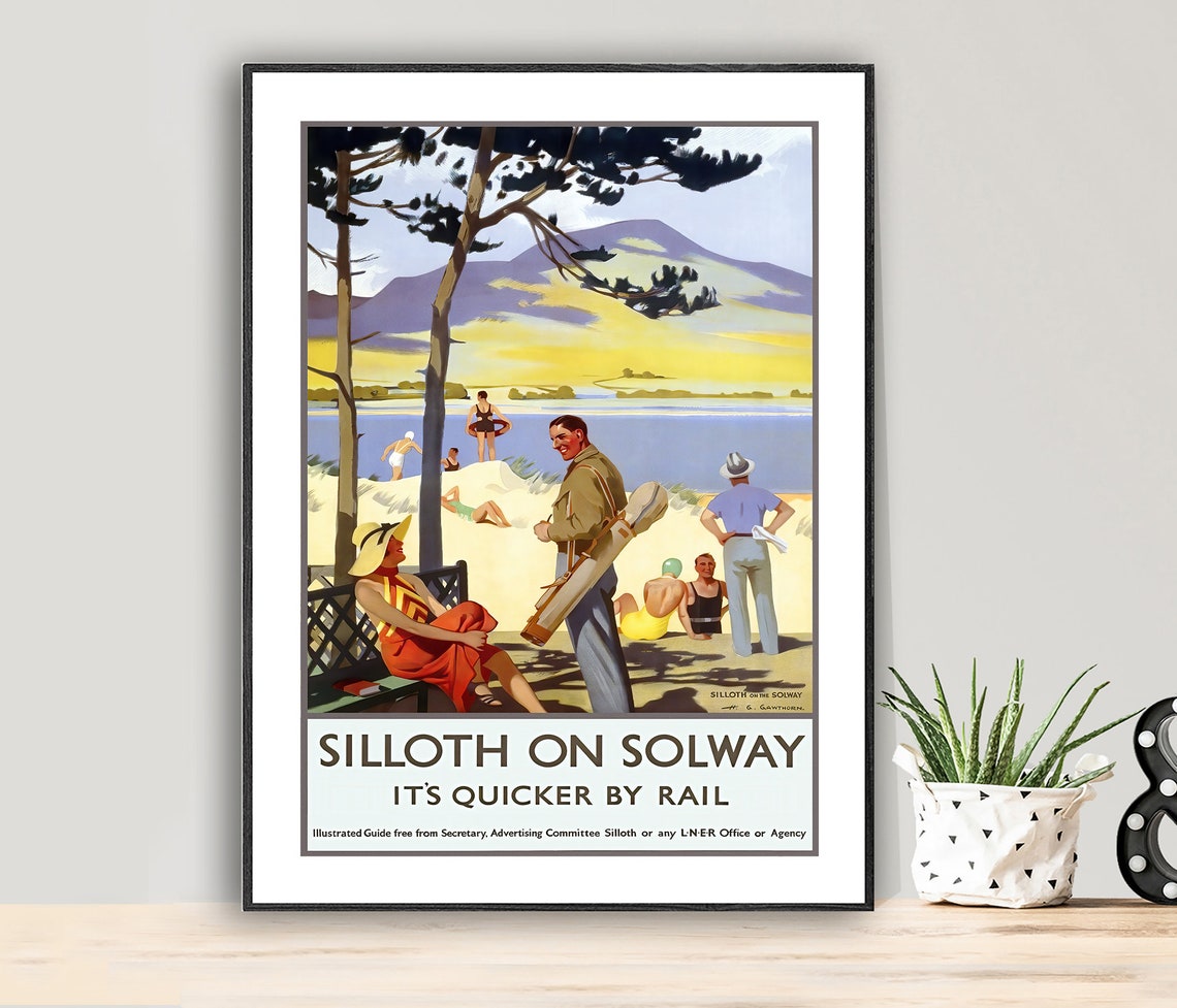 Silloth On Solway Scottish Beach Golf LNER Railway Travel Poster