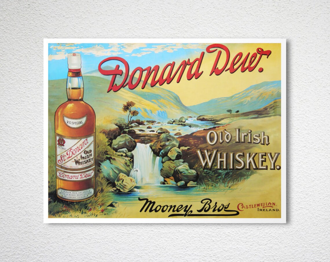 Donard Dew Old Irish Whiskey Mooney Bros Castlewellan Bottle Poster - Image 2