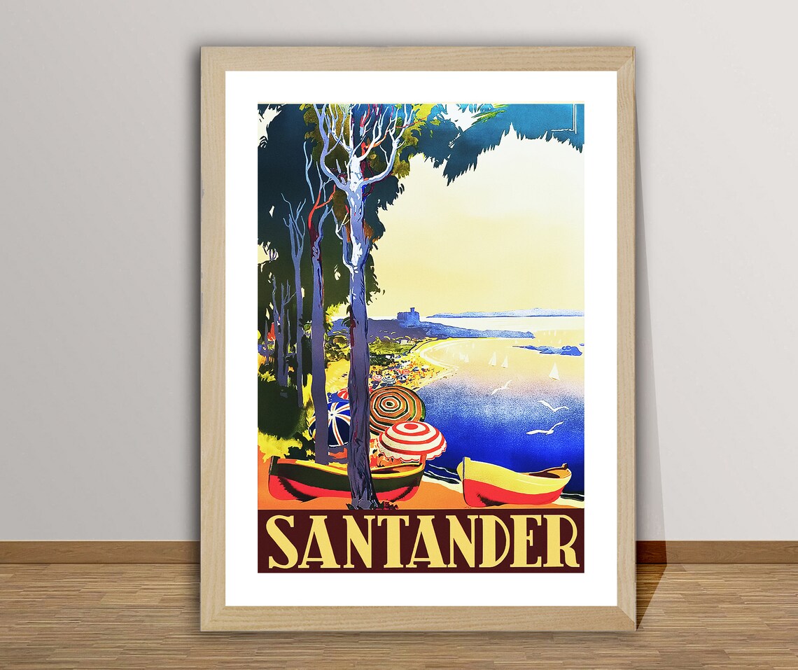 Santander Spain Vintage Travel Poster, Retro Travel Poster - Image 2
