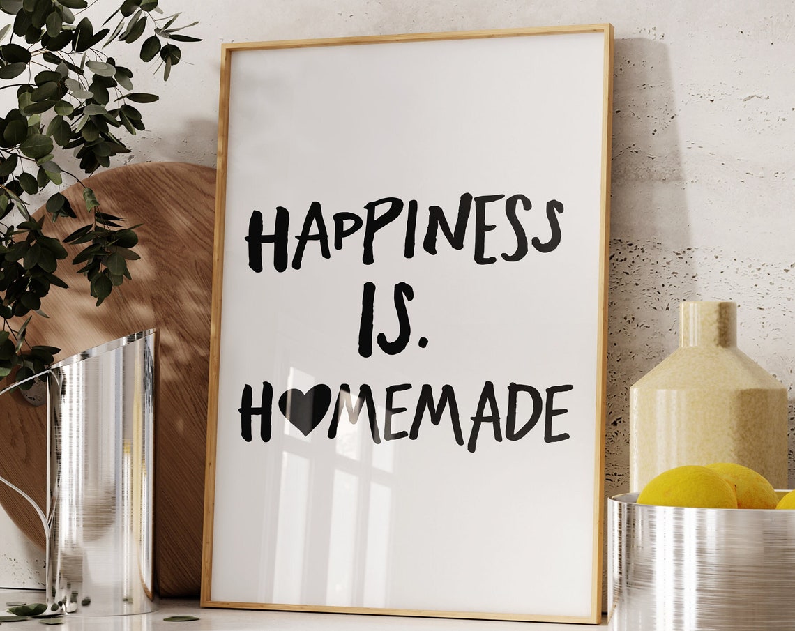 Happiness Is Homemade Print Minimalist Kitchen Wall Art