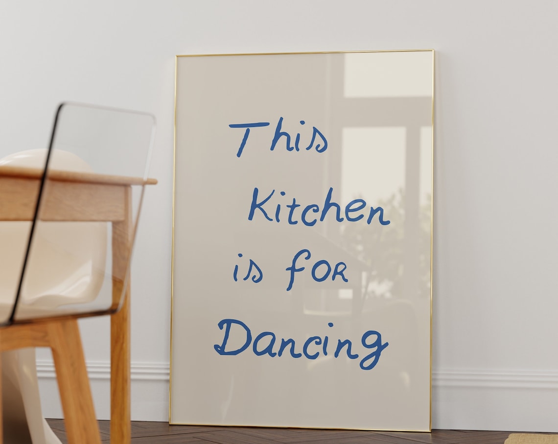 Kitchen Is For Dancing Minimalist Poster, Disco Print