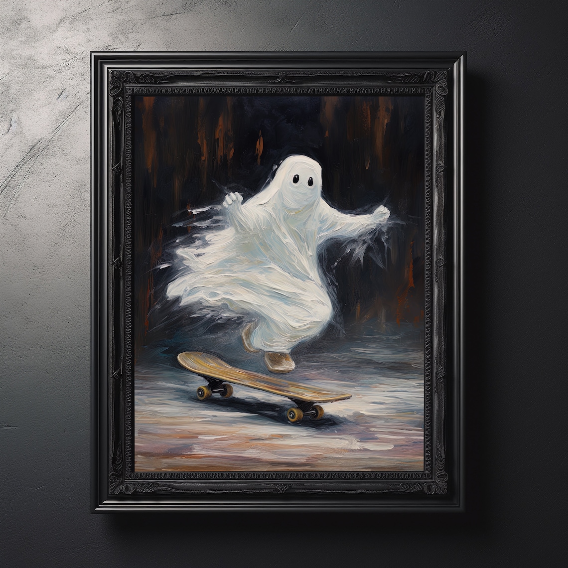 On A Skateboard Vintage Gothic Art Print