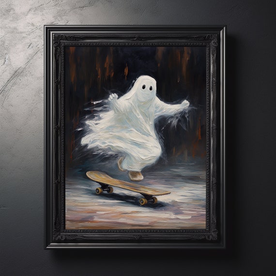 On A Skateboard Vintage Gothic Art Print
