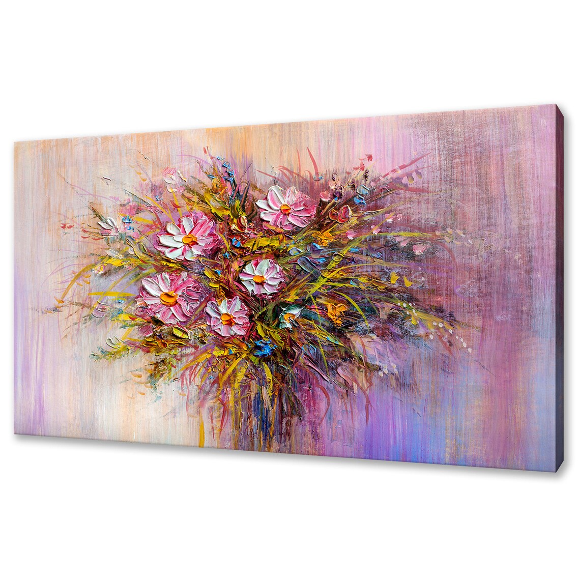Pink White Wild Flower Bouquet, Modern Art Print