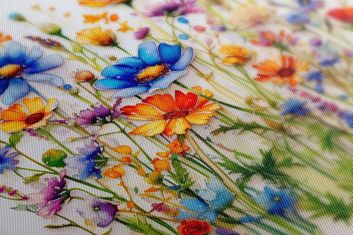 Colorful Wildflowers Watercolor Painting Bright Botanical Wall Art - Image 4
