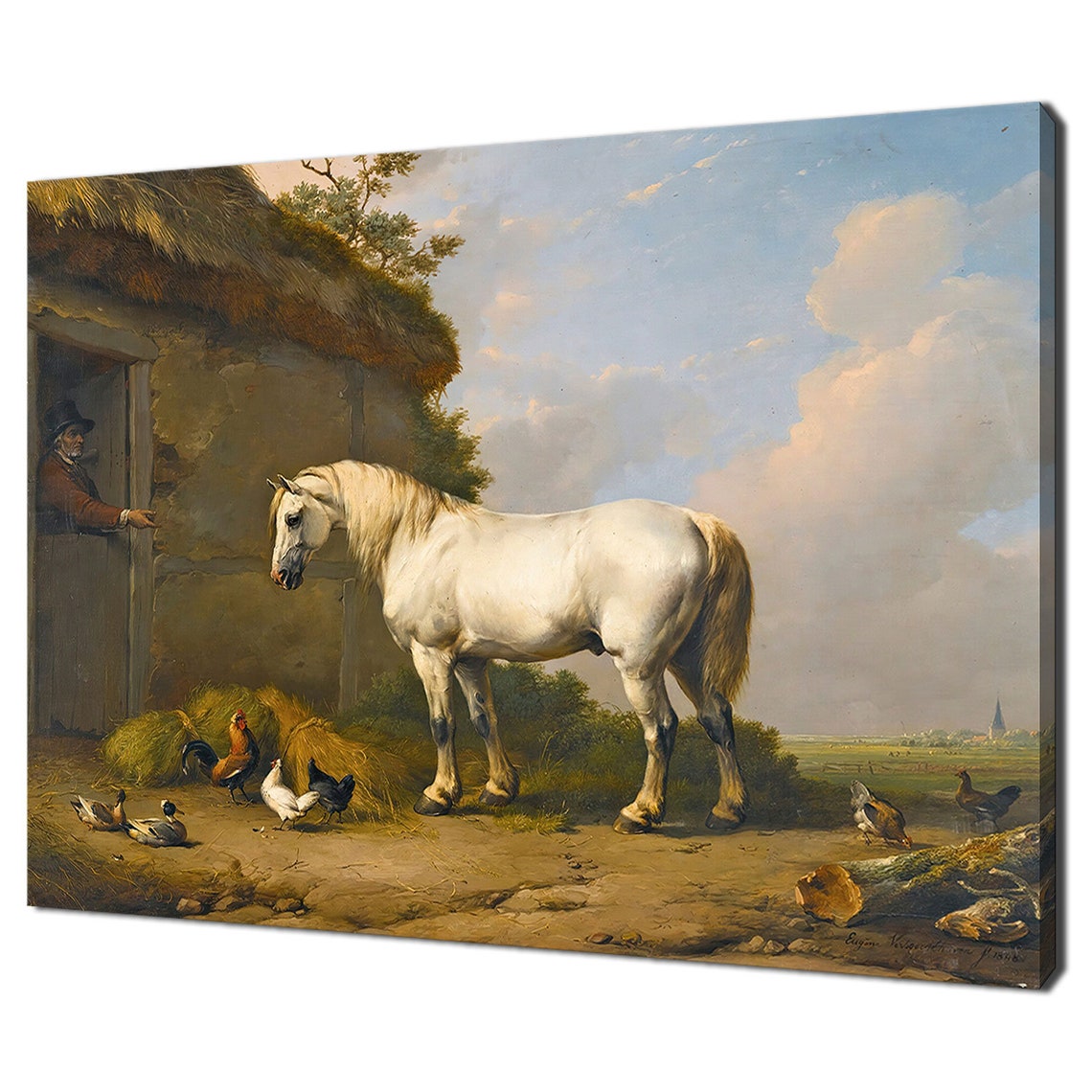 At The Stable Door 1848 Victorian Oil Painting Print Horse Print Wall Art Antique Equestrian Fine Art Print Farmhouse Decor