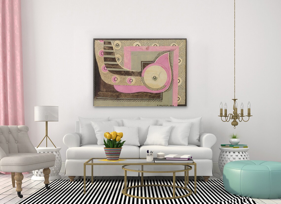 Georges Valmier 1926 Pink Geometric Circles Cubist Abstract Art Print - Image 2